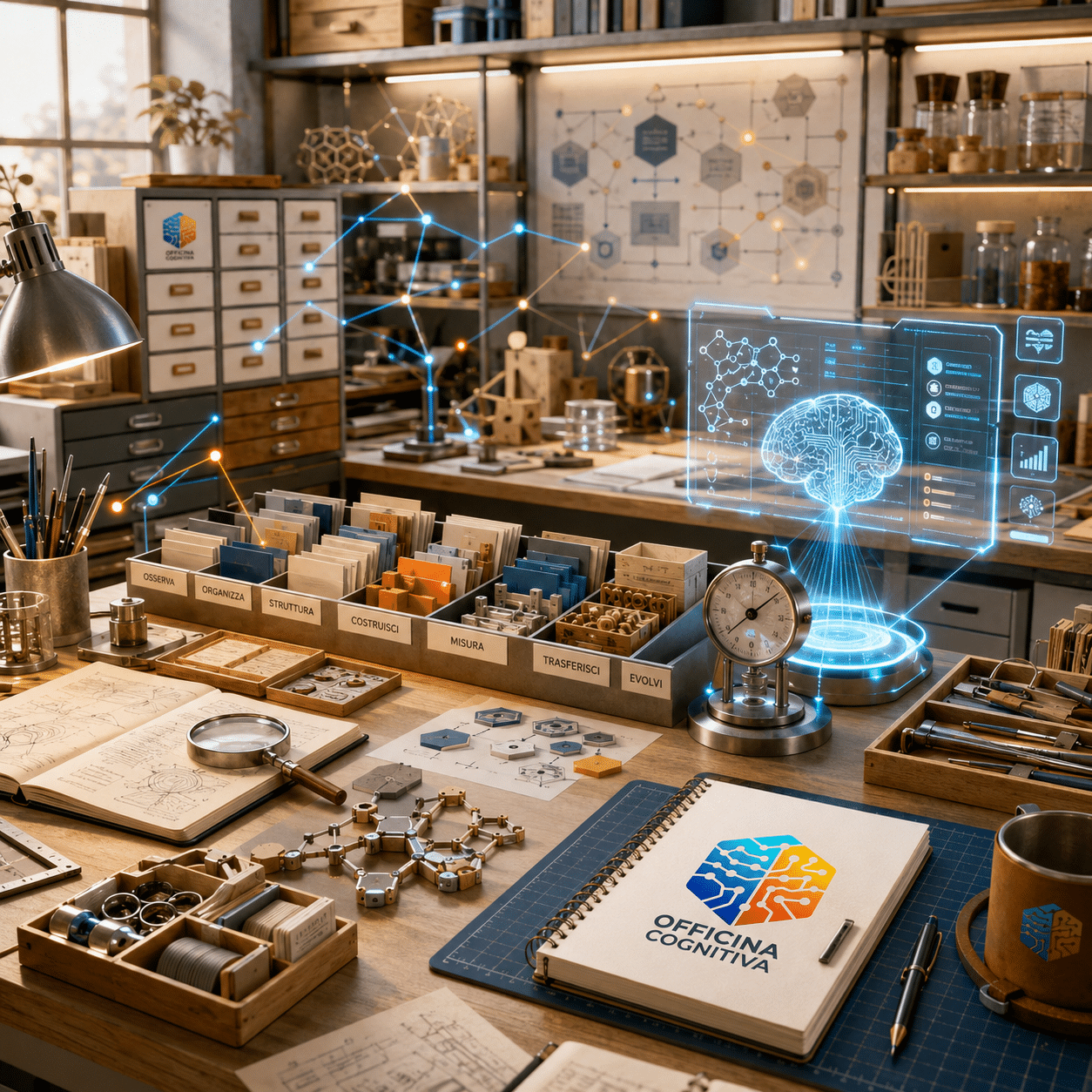 Officina Cognitiva . Metodo Aumentato - il sapere è come un laboratorio pieno di materiali
